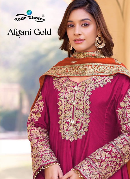 Afgani Gold By Your Choice Designer Chinon Wholesale Readymade Suits In India